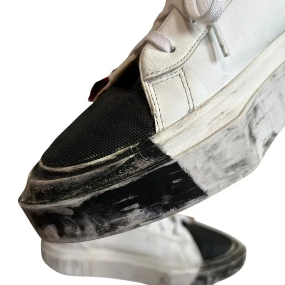 adidas Olivia LeBlanc Sleek sneakers white black coated canvas size 9.5 platform - Picture 11 of 15